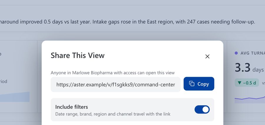 Share view dialog