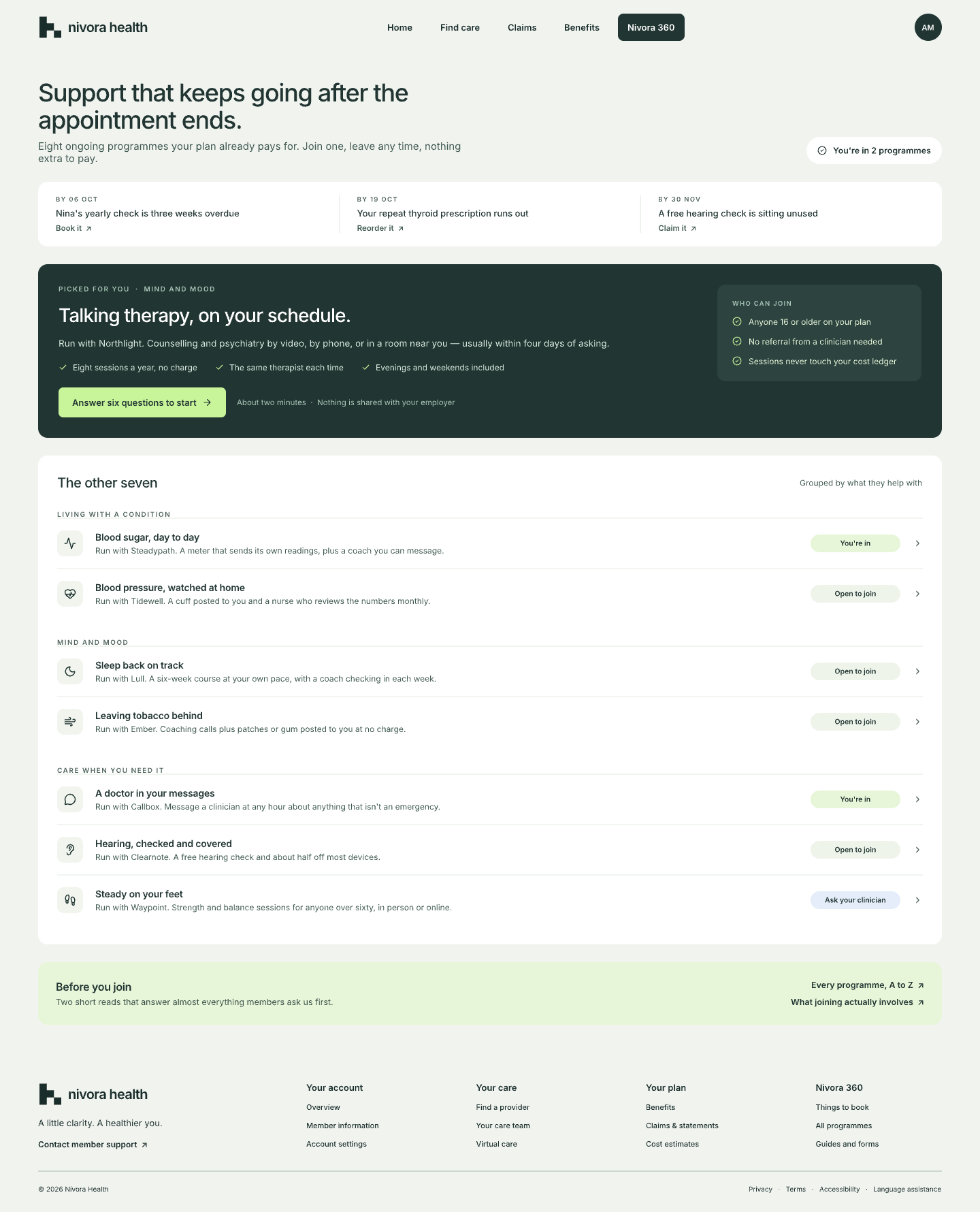 Nivora 360: care, cover and cost in one connected view
