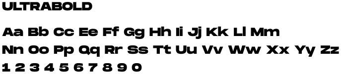 Ultrabold. The alphabet from A to Z in capitals and lower case, and the digits 1 to 0, set in Monument Extended Ultrabold.