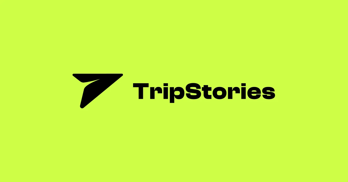 The TripStories social image: black logo on lime